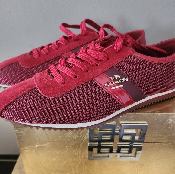 Coach Shoes - New Coach Red & Gold Fashion Sneakers Shoes Flats Running  Workout Size 8.5